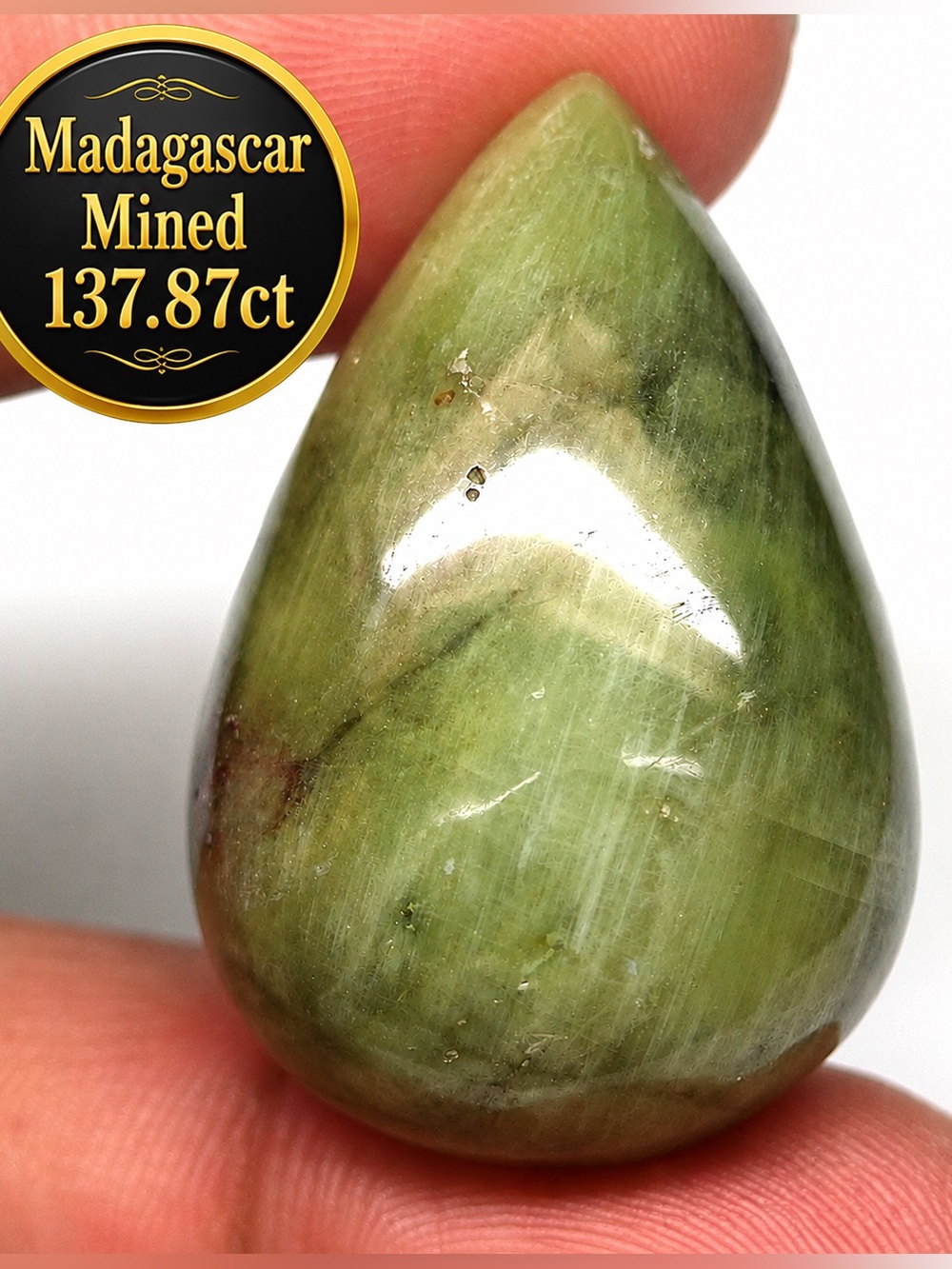 Natural Sapphire‼️ Loose/ Raw -Unheated no treatment cabochan 137.87ct Green